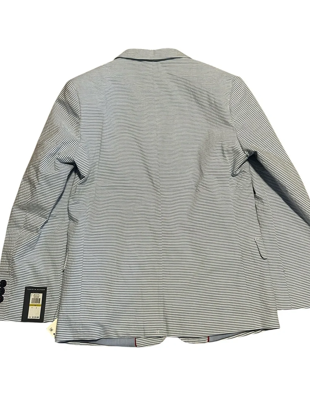 New Tommy Hilfiger Blue White Striped Seersucker Jacket Boys Size 14 NWT